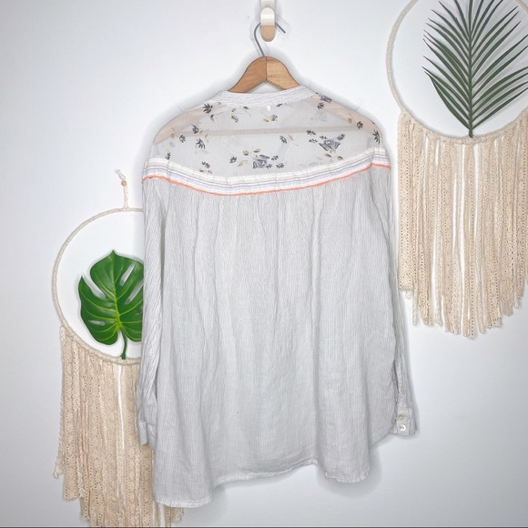 Free People Hearts & Colors Neutral Oversized Flowy Western Rodeo Top - Picture 6 of 16